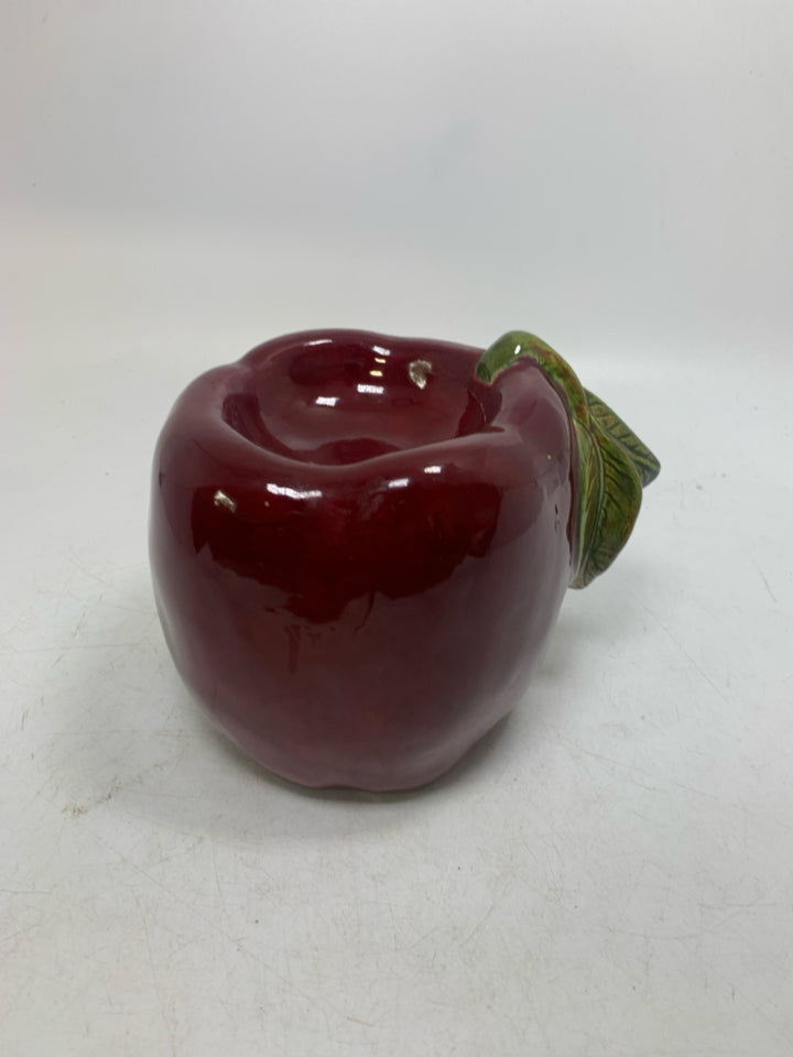 CERAMIC DARK RED APPLE TART WARMER.