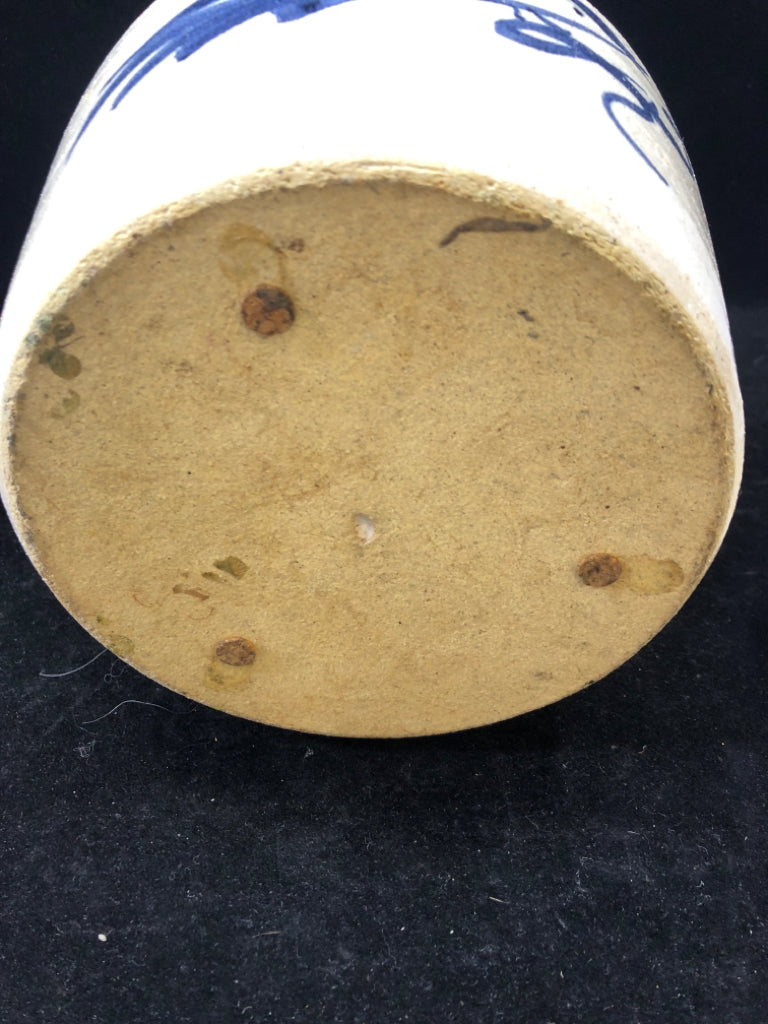 LARGE MAHON POTTERY CANISTER W/ LID.