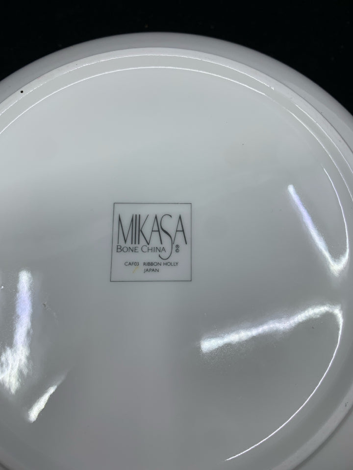 MIKASA HOLLY BOWL W GOLD RIM.