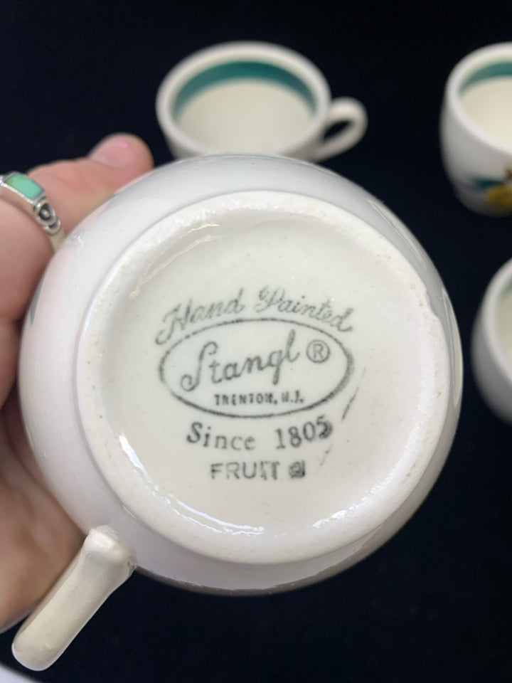 4 VTG PAINTED LEMON MUGS.