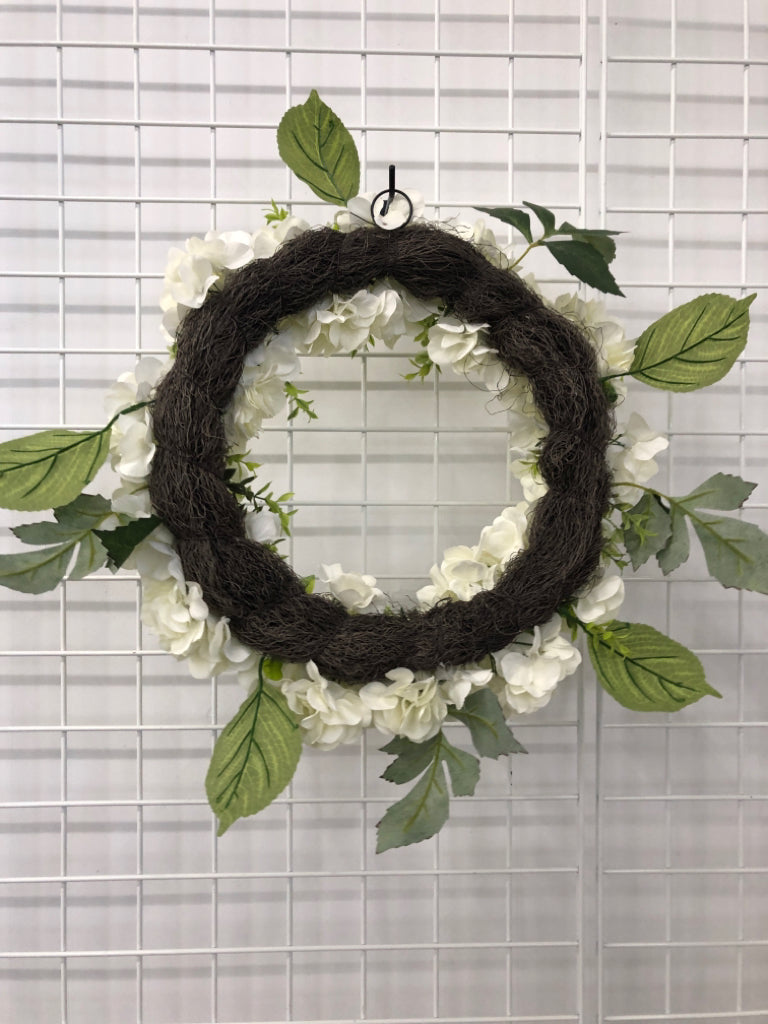 WHITE FLORAL WREATH.