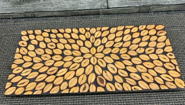 NATURAL WOOD LEAF-BURST PATTERN TREE MOSAIC.