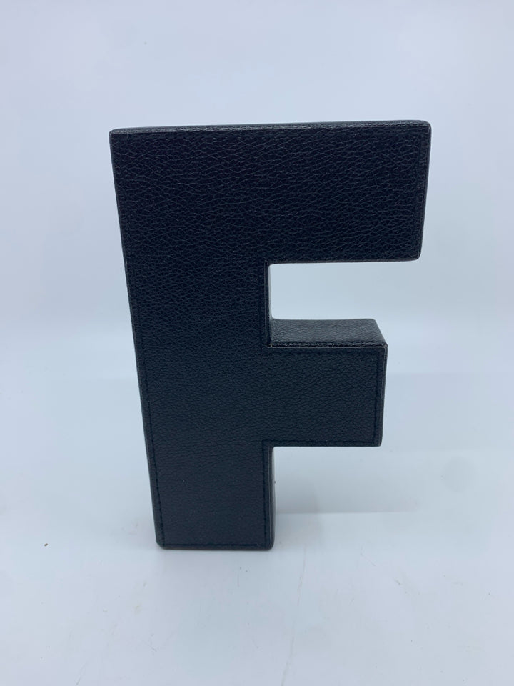 BLACK FAUX LEATHER BLOCK "F".