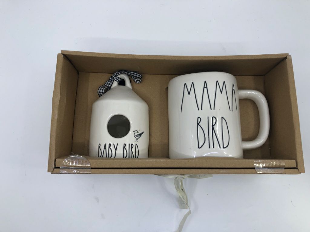 NIP RAE DUNN 2 PC MAMA BIRD/BABY BIRD.