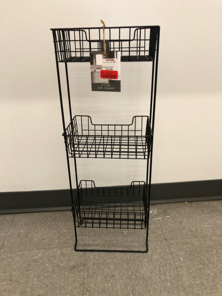 3-TIER BLACK METAL SPA TOWER ONE DESIGN HOME.