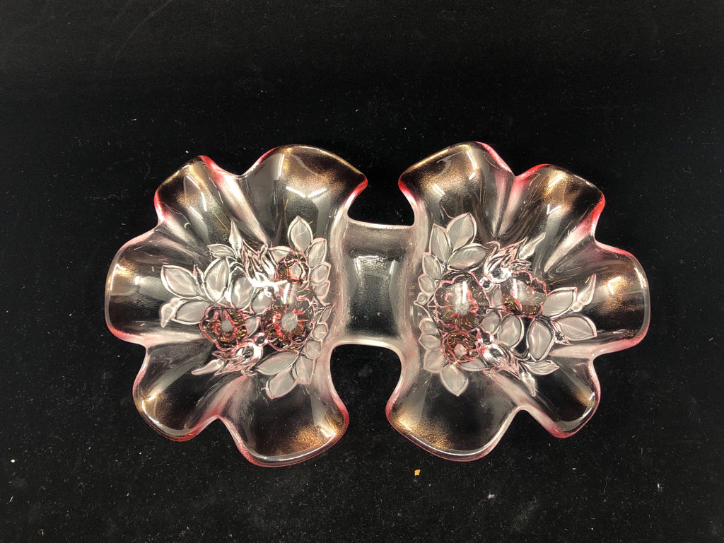 WAVY FLORAL SHAPED 2 DISH BOWL.