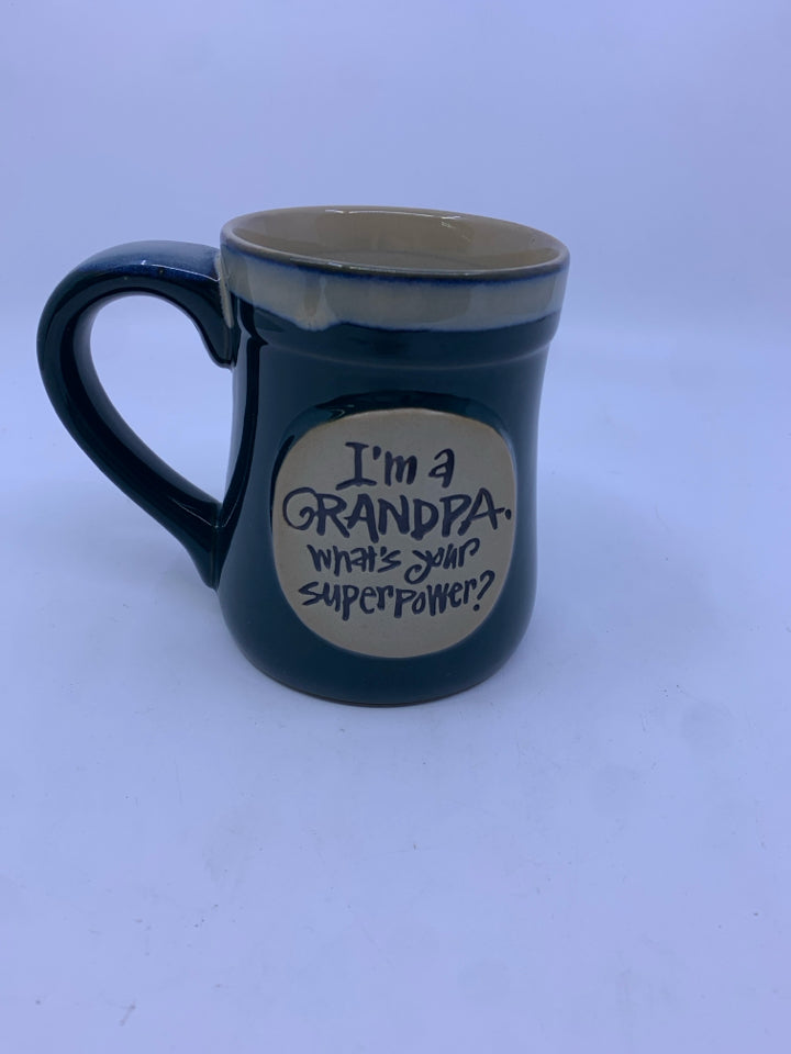 GREEN POTTERY GRANDPA MUG.