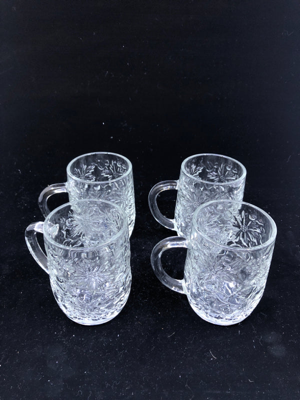 4 PRINCESS HOUSE FANTASIA POINSETTIA PATTERN MUGS.