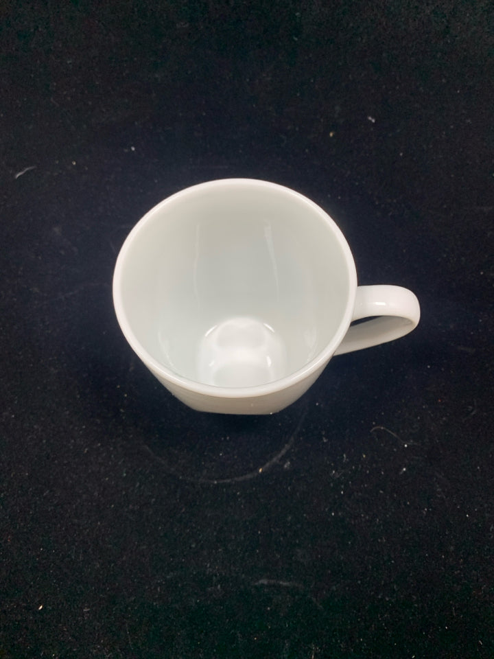 4 SQUARE BOTTOM WHITE CERAMIC MUGS.