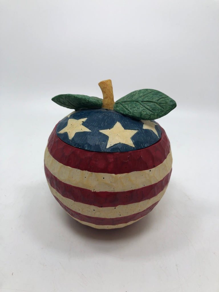 AMERICANA FLAG APPLE RESIN JAR.