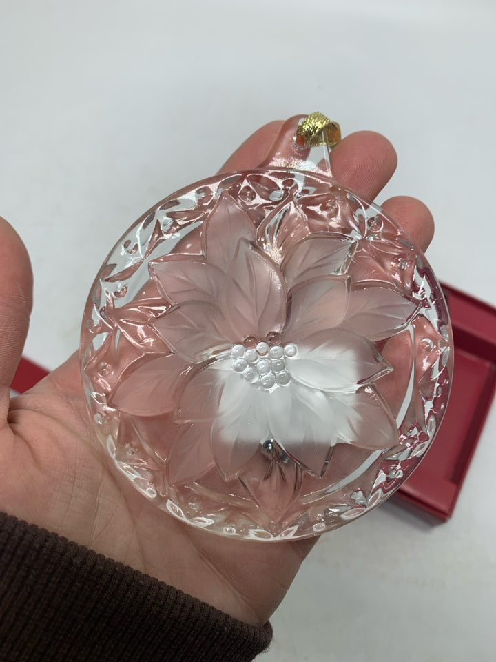 NIB MIKASA POINSETTIA CRYSTAL ORNAMENT.