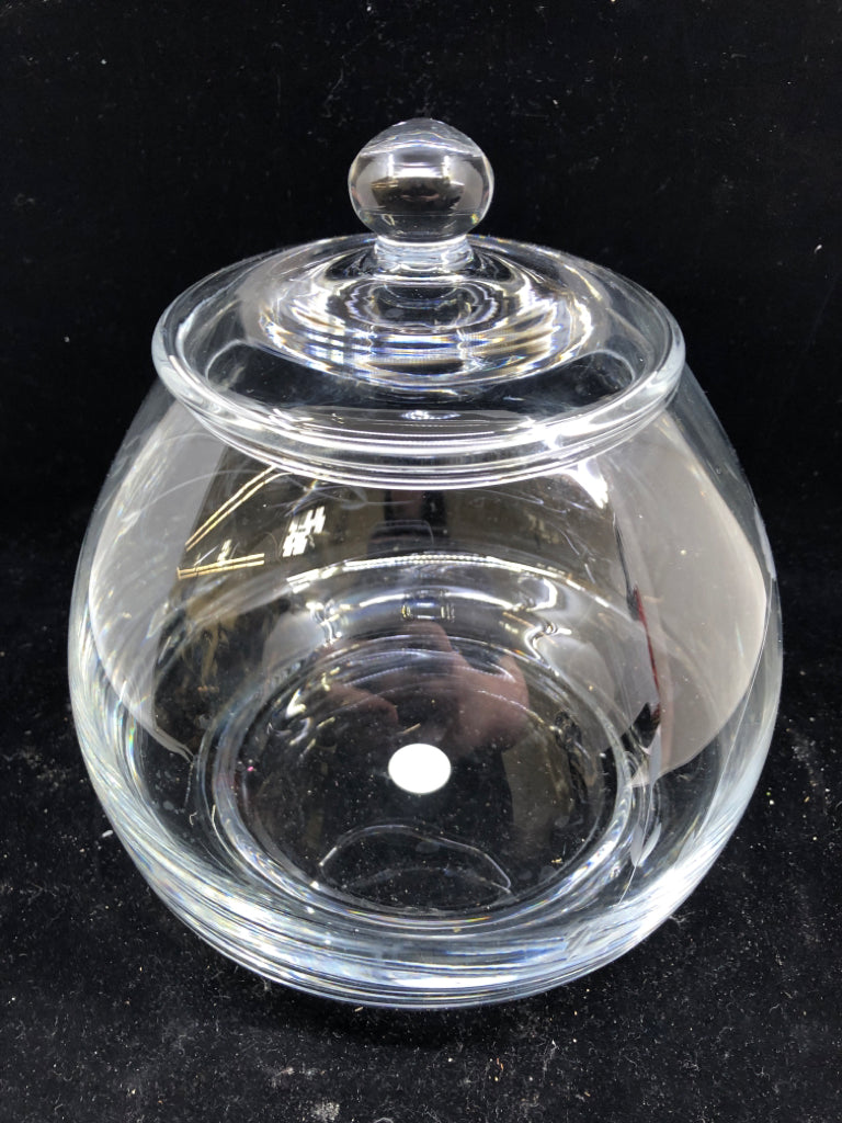 ROUND ETCHED PRINCESS HOUSE CANISTER.