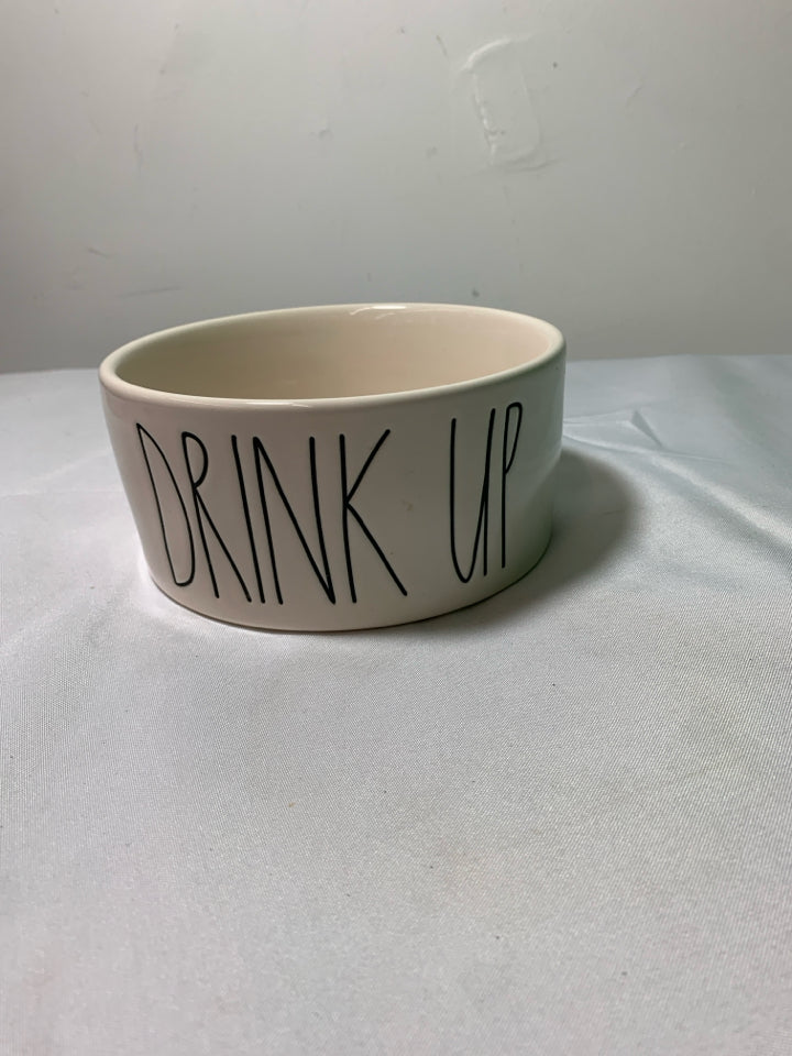 "DRINK UP" WHITE PET BOWL-RAE DUNN.