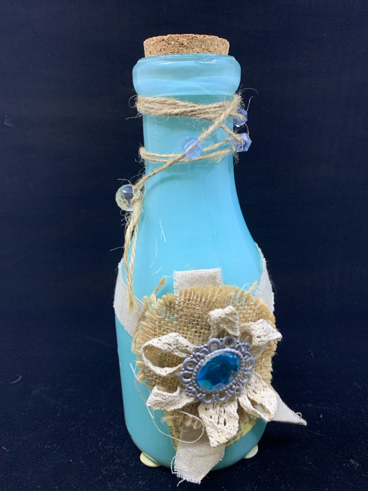 TEAL DECORATIVE BOTTLE.