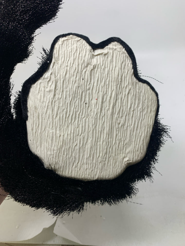 LIGHT WEIGHT SITTING FURRY BLACK CAT W/ RIBBON.