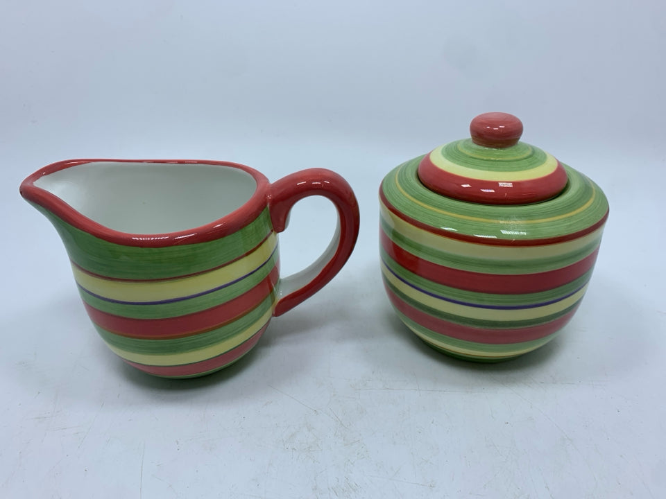 TROPICAL SWIRL DANSK CREAM & SUGAR.