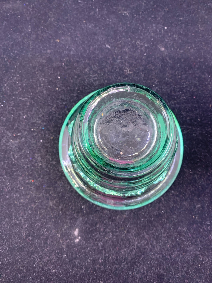 HEAVY THICK GREEN GLASS TINTED BOWL.