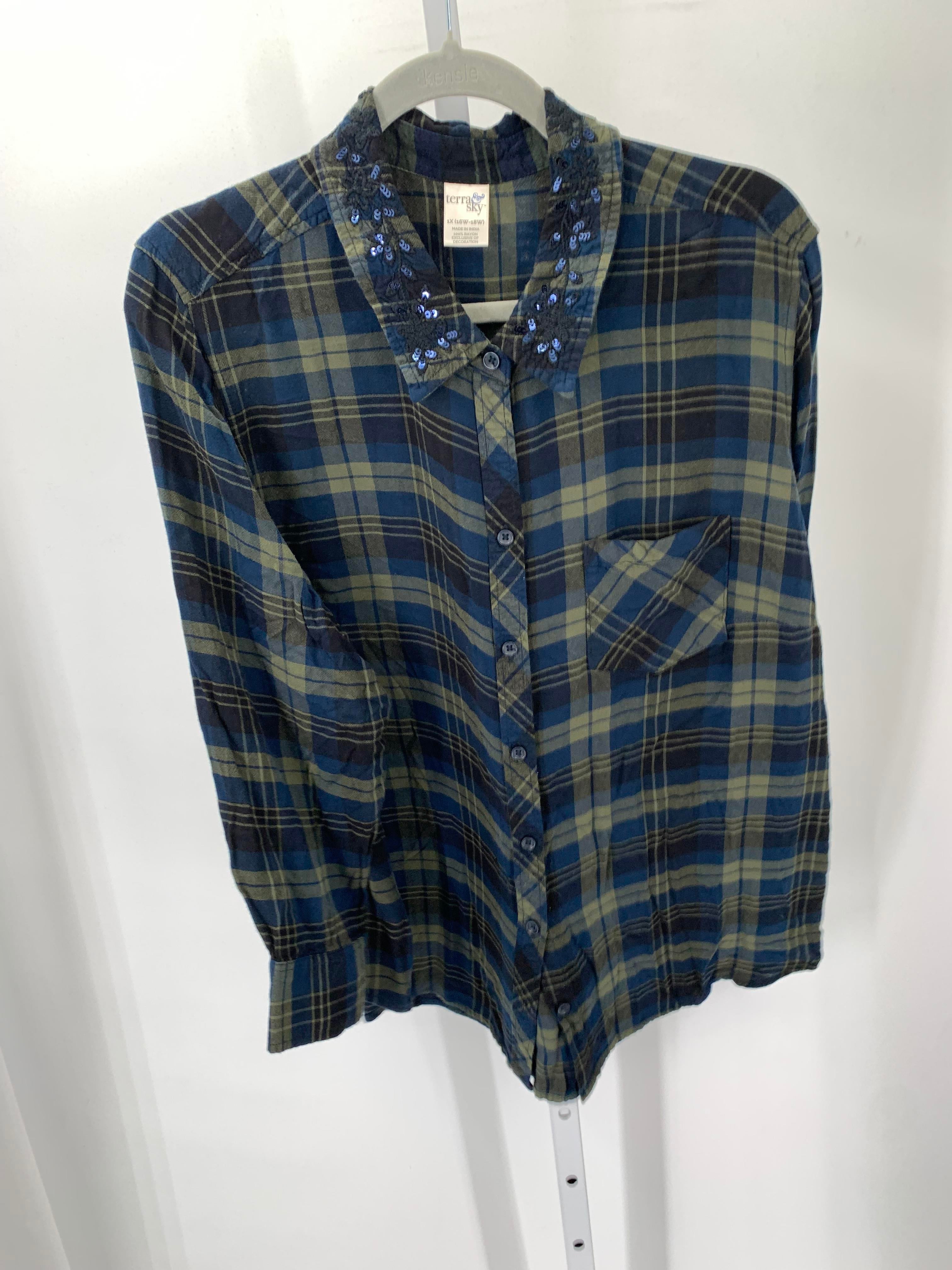 Terra & Sky Size 1X Womens Long Sleeve Shirt