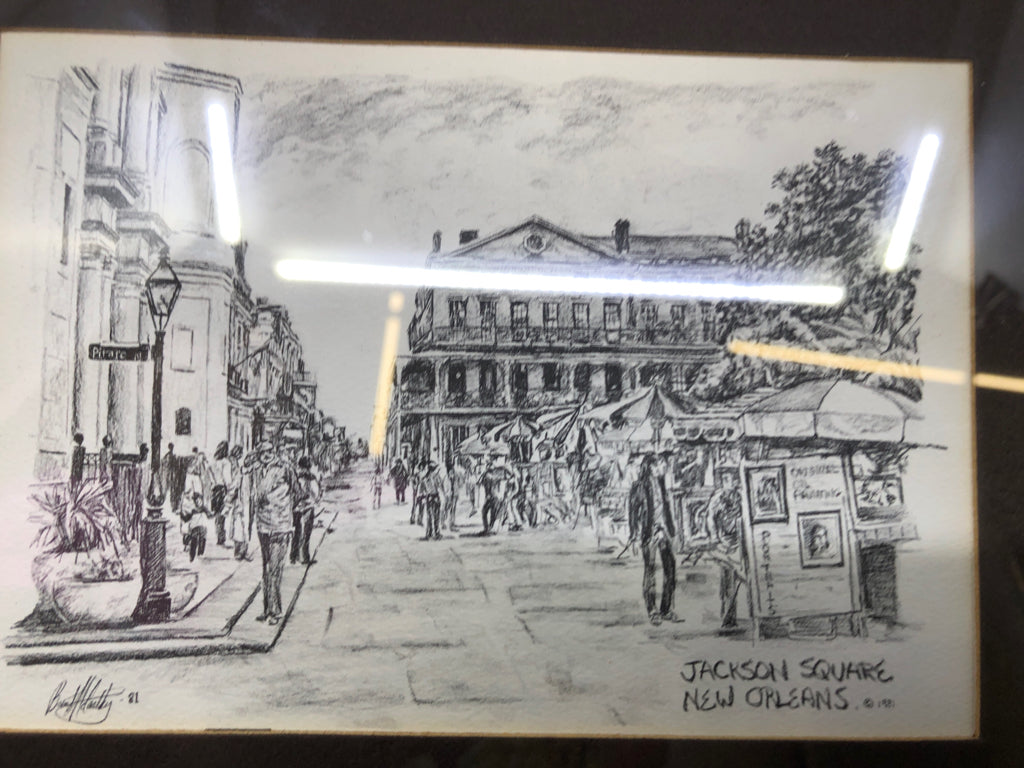 JACKSON SQUARE- NEW ORLEANS CHARCOAL DRAWING.