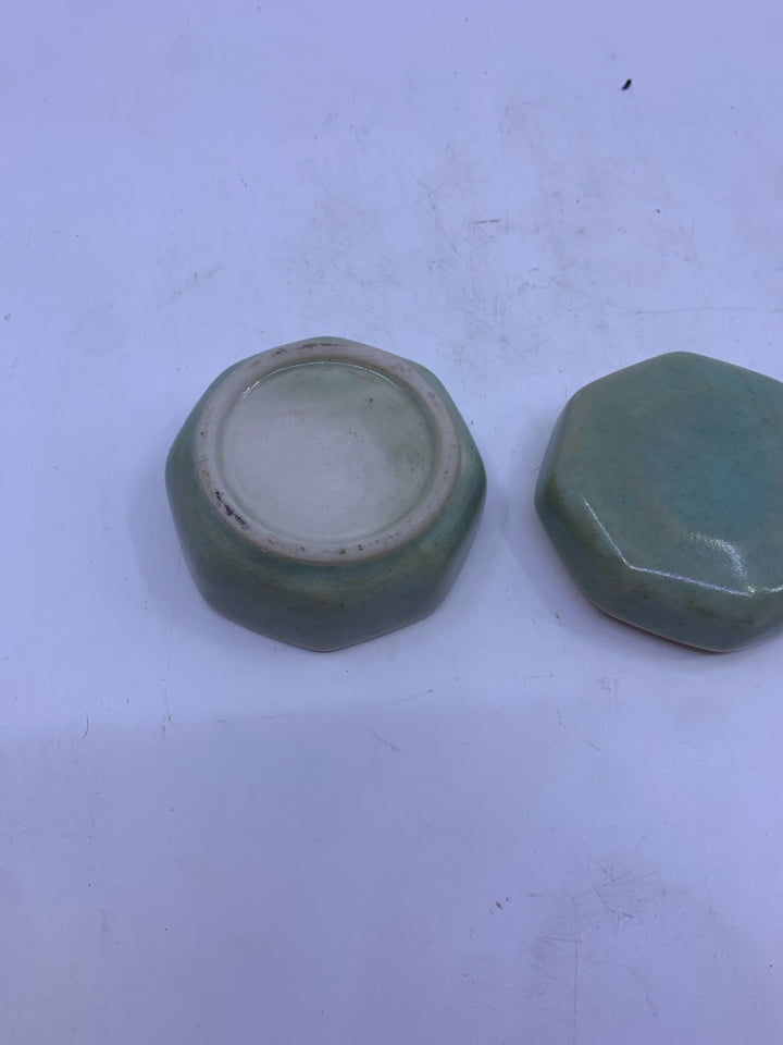 GREEN OCTAGON TRINKET JAR.