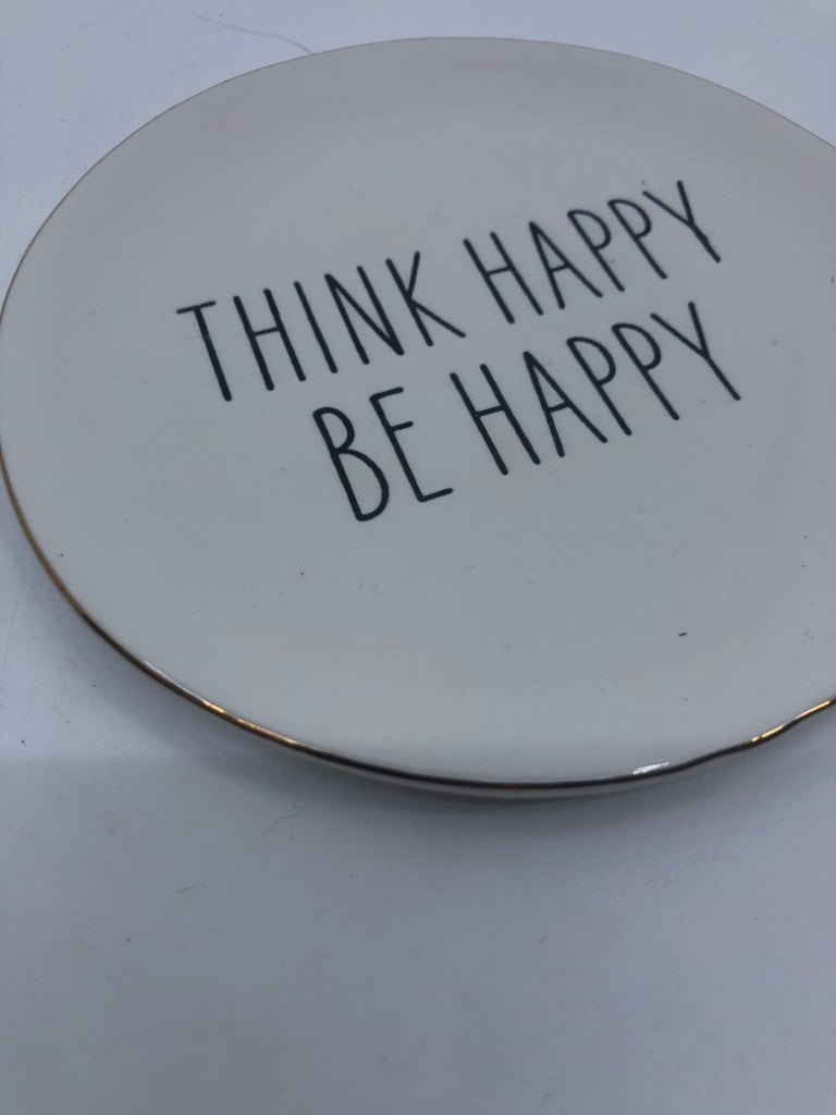 2 THINK HAPPY DECORATIVE PLATES.