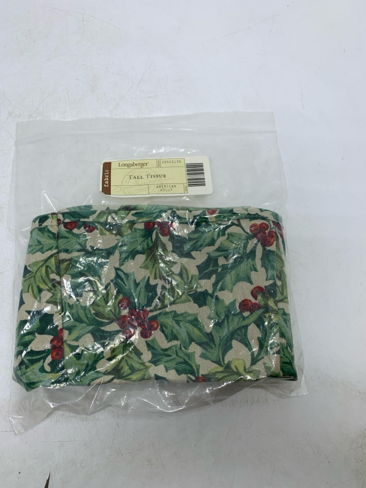 LONGABERGER AMERICAN HOLLY TALL TISSUE LINER IN BAG.