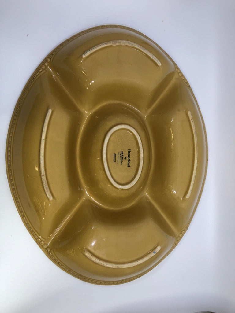 MUSTARD YELLOW DIVIDED SERVING PLATTER.