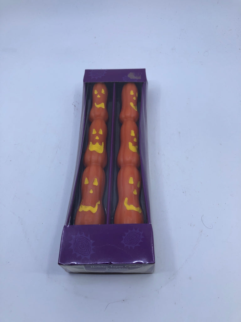 2PK JACK O LANTERN TAPER CANDLES.