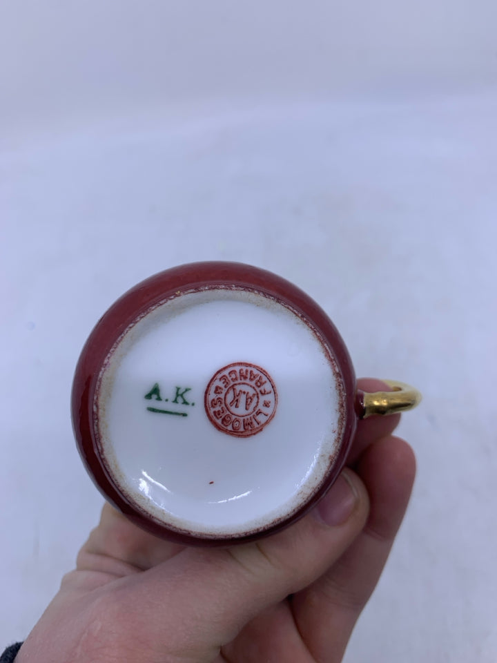 VTG MINI RED/GOLD TEA CUP 1.
