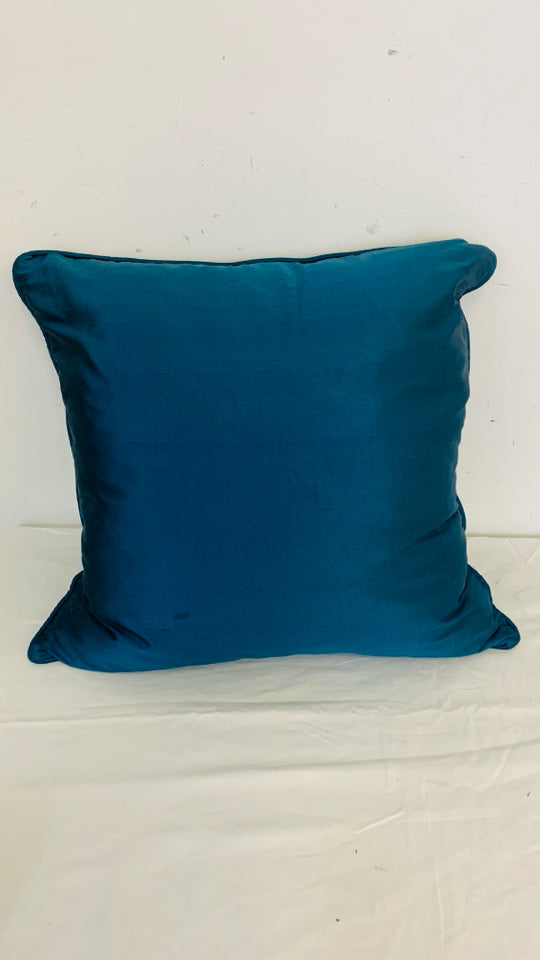 PIER 1 SHINY BLUE PILLOW.