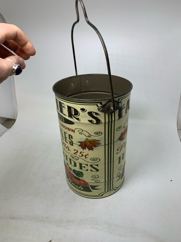 CYLINDER FARMERS MARKET METAL BUCKET.