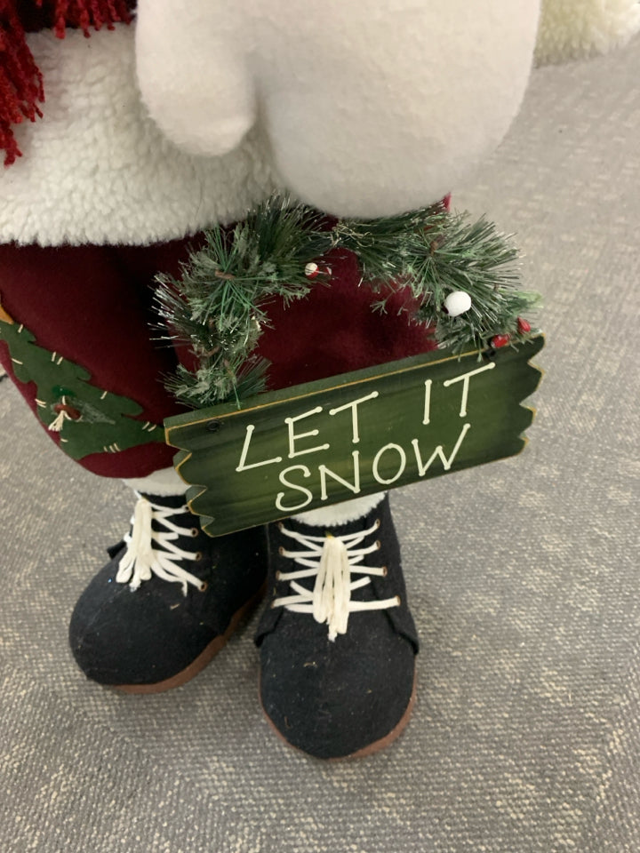 LG STANDING FELT SNOWMAN W/LET IT SNOW SIGN.