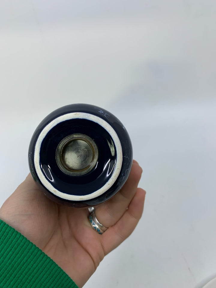 NAVY MARBLE LOOK CERAMIC TOOTHBRUSH CUP.