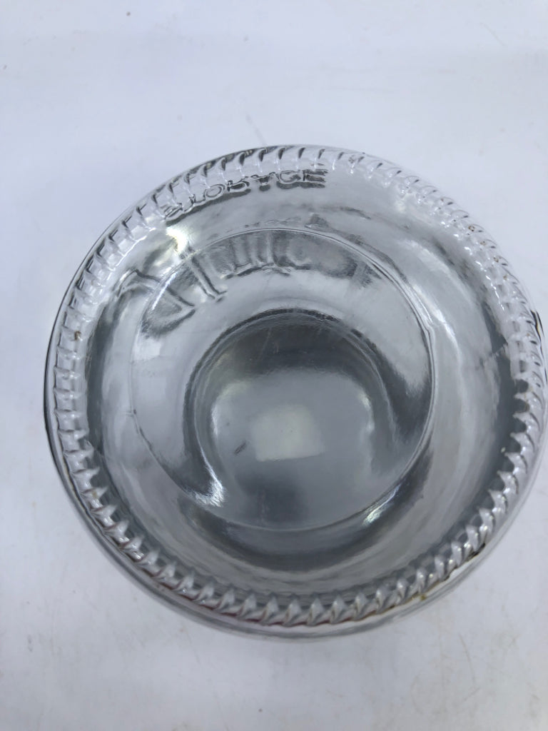 HERITAGE GLASS STORAGE EMPTY JAR W/ LID.