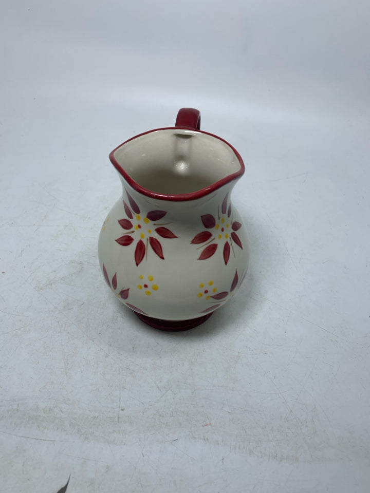 RED FLORAL PITCHER.