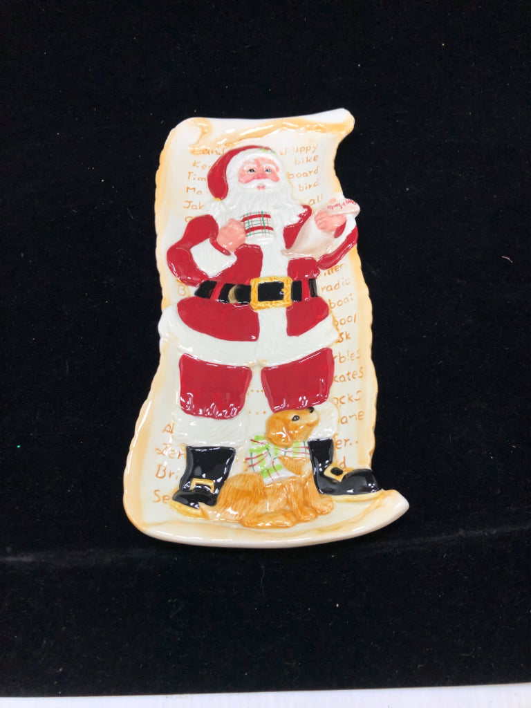 FITZ AND FLOYD SANTA SCROLL PLATE.