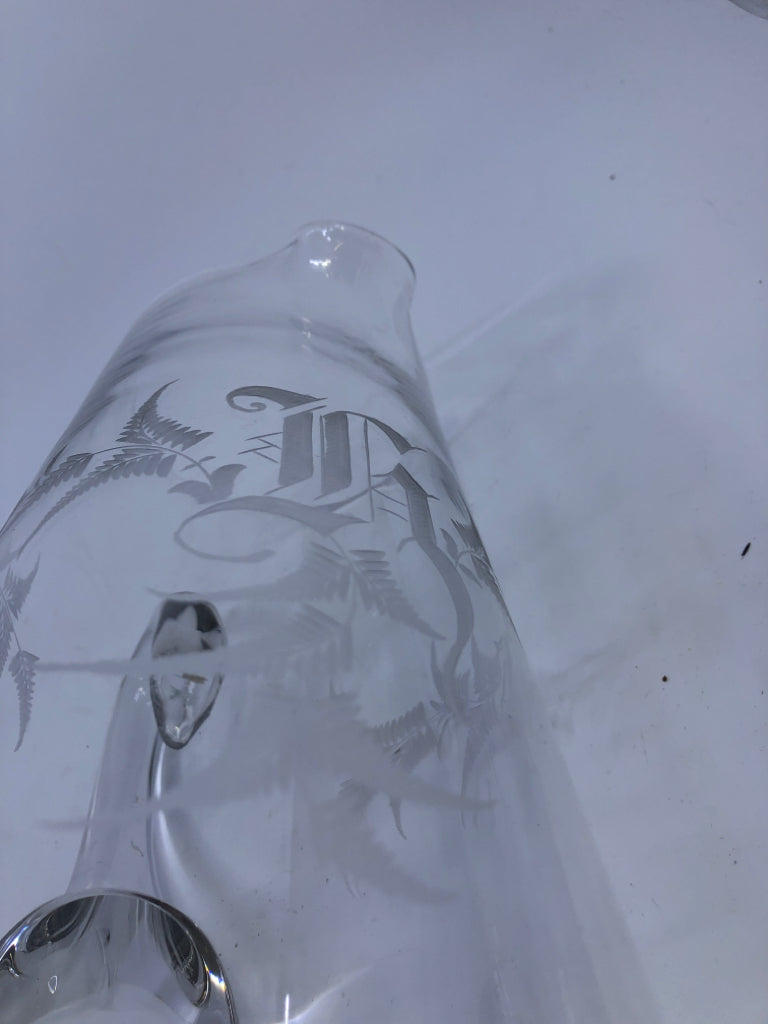 VTG ETCHED FERN LEAVES PITCHER.