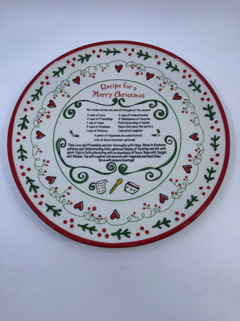 RECIPE FOR MERRY CHRISTMAS PLATE.