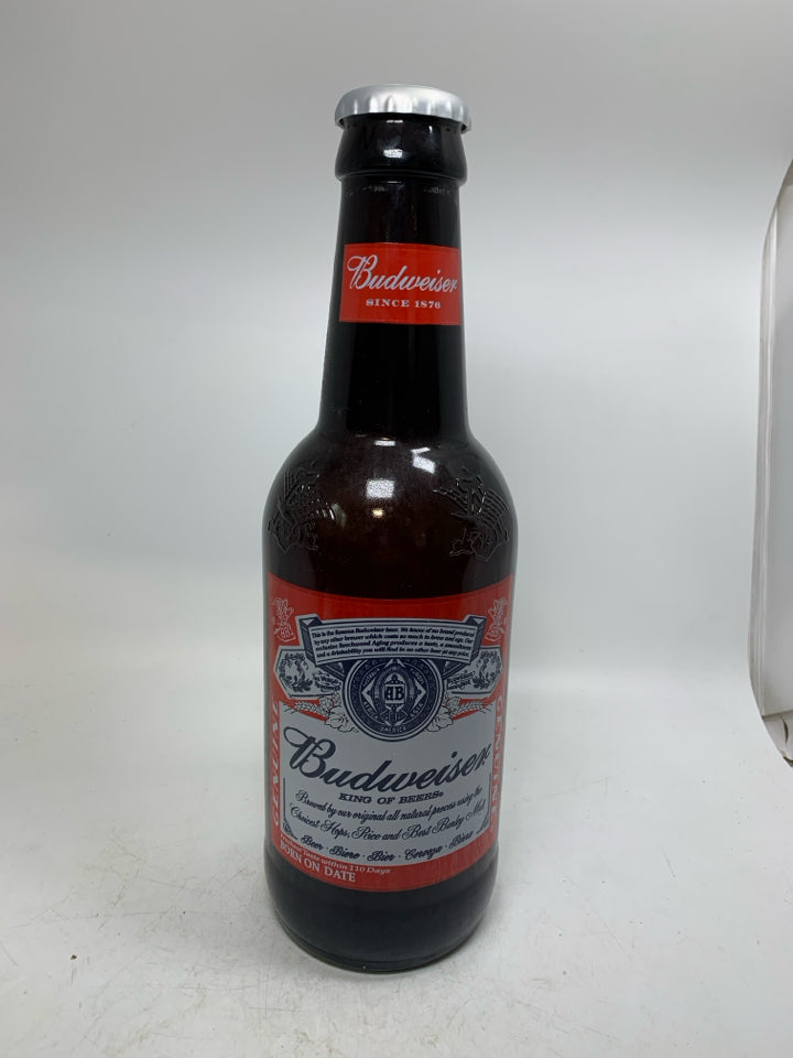 LARGE BUDWEISER MILLENNIUM GLASS BEER BOTTLE.