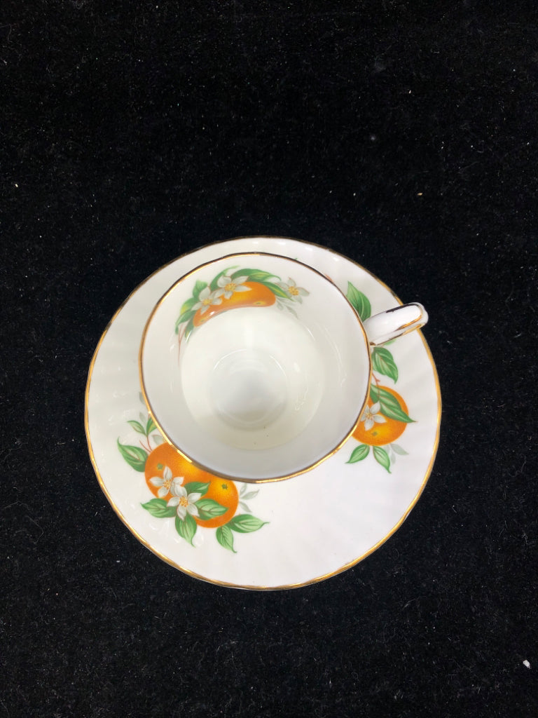 VTG ORANGE FRUIT "FLORIDA CHANGES" CUP/SAUCER.