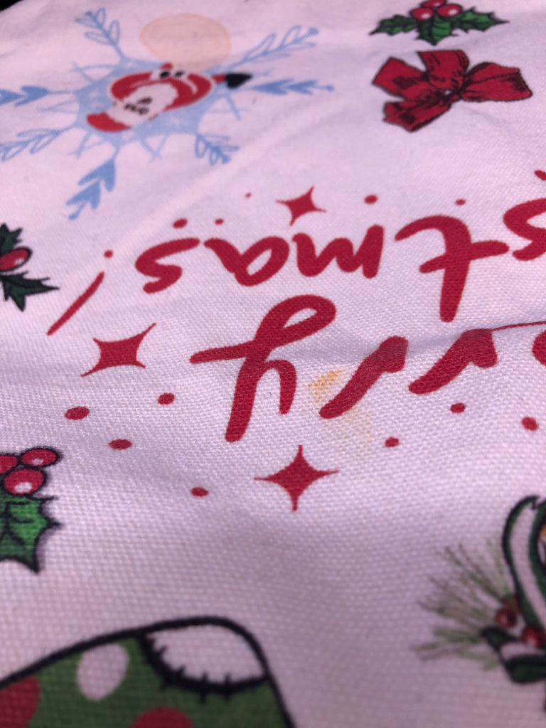 FABRIC MERRY CHRISTMAS TOTE BAG.
