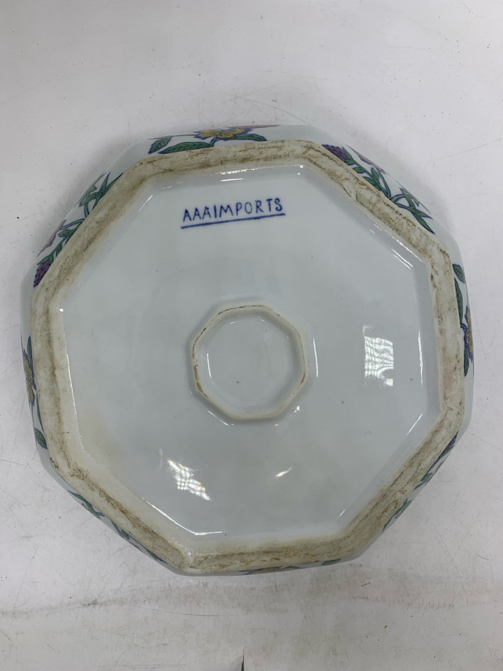 SHALLOW OCTAGON SHAPED ASIAN STYLE PLANTER.