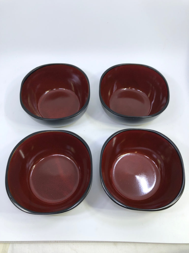 16 PC SVC 4 BLACK + RED DISH SET.