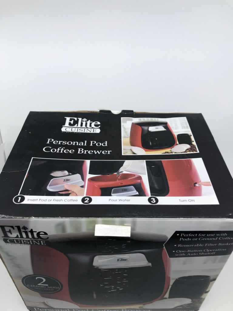 NIB ELITE CUISINE PERSONAL POD COFFEE BREWER.