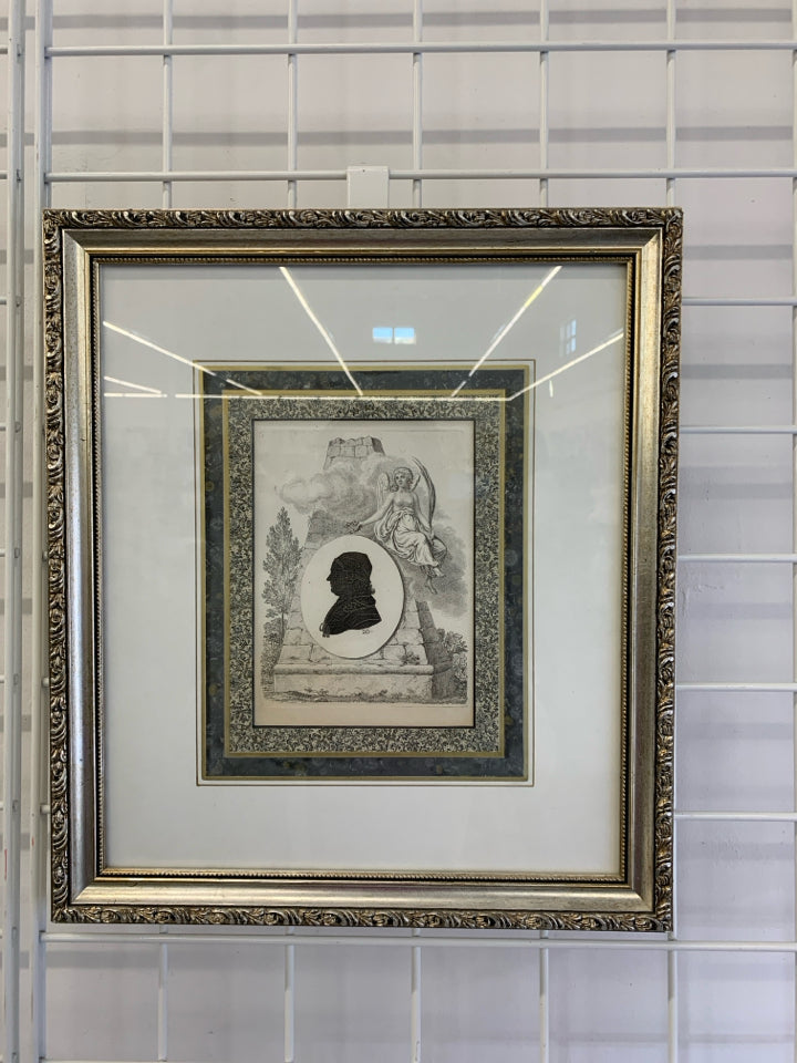 SILHOUETTE PORTRAIT IN SILVER FRAME.