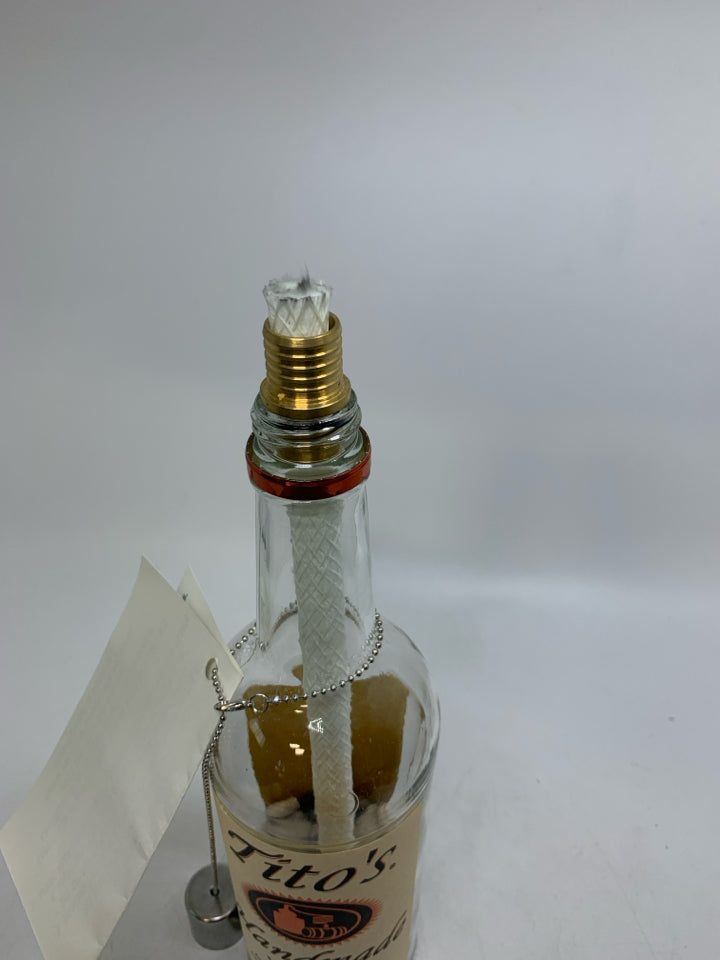 TITO'S VODKA BOTTLE TIKI TORCH W/ DIRECTIONS.