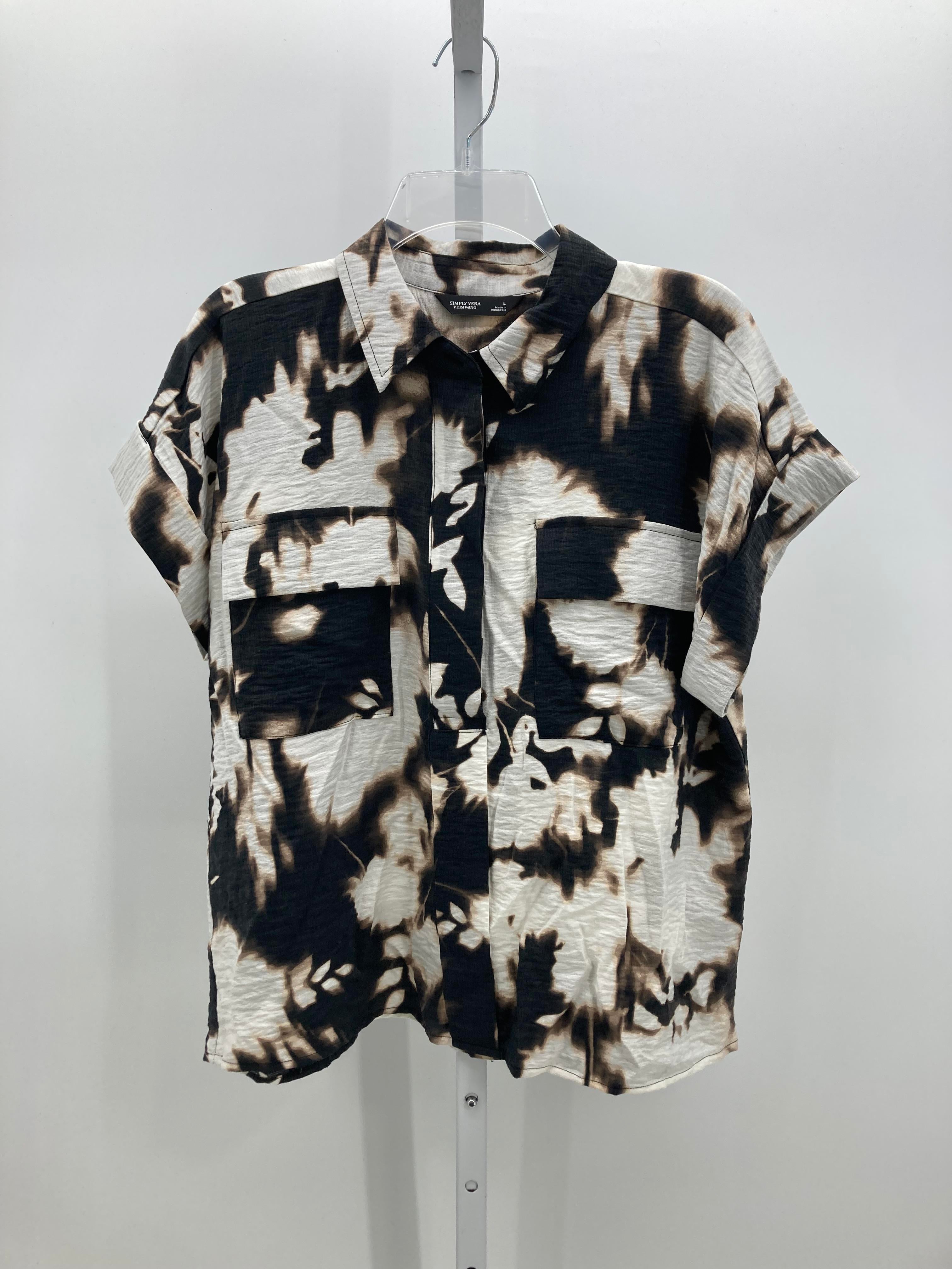 Vera Wang Size Large Misses Short Sleeve Shirt