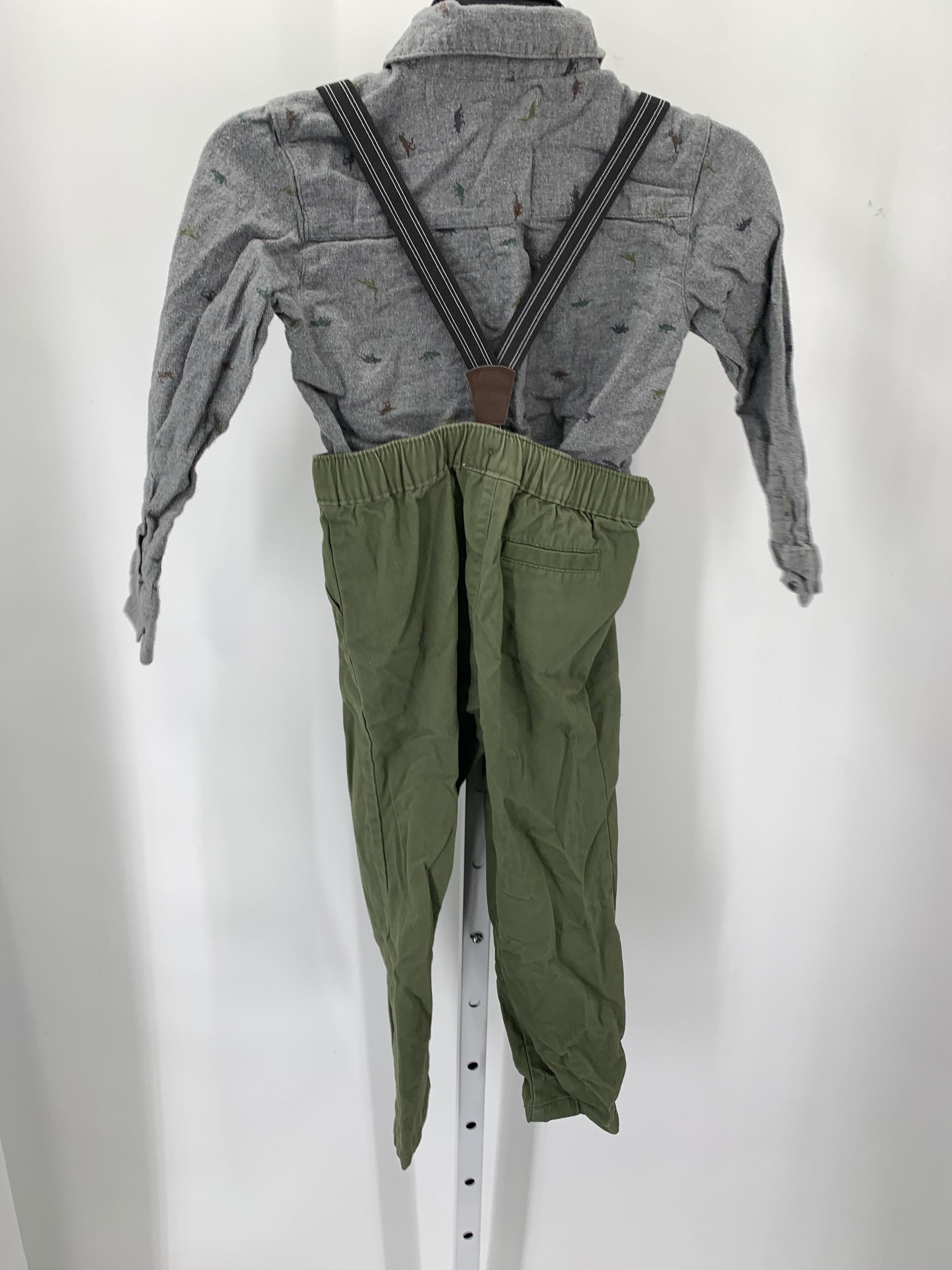BTN DOWN SHIRT GREEN PANTS WITH SUSPENDERS