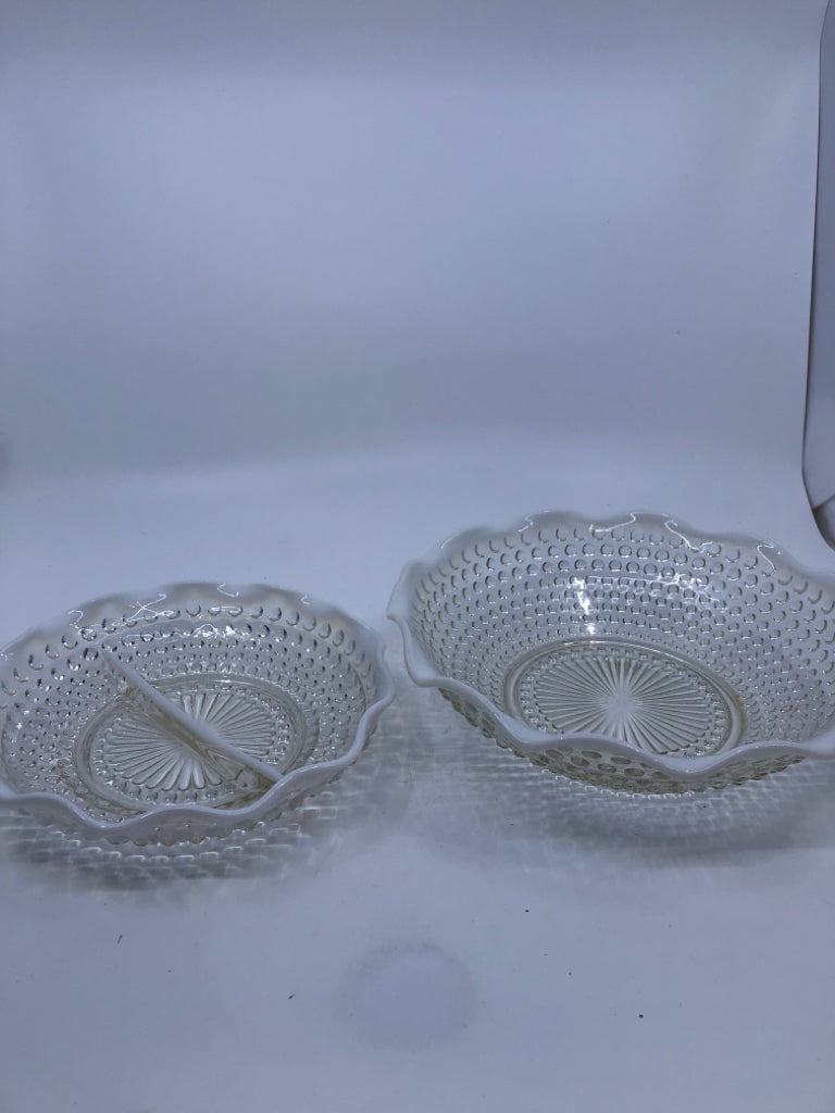 2 PC VTG HOBNAIL GLASS BOWL SET.