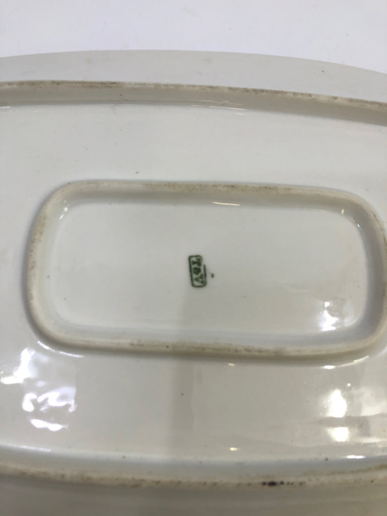 VTG LIMOGES OVAL SERVING PLATE T&V MARGUERITE BROWN BLOSSOM.